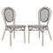 Merrick Lane Mael Set of Two Stacking Thonet Bistro Style Chair with Textilene Seat and Bamboo Finished Metal Frame for Indoor/Outdoor Use